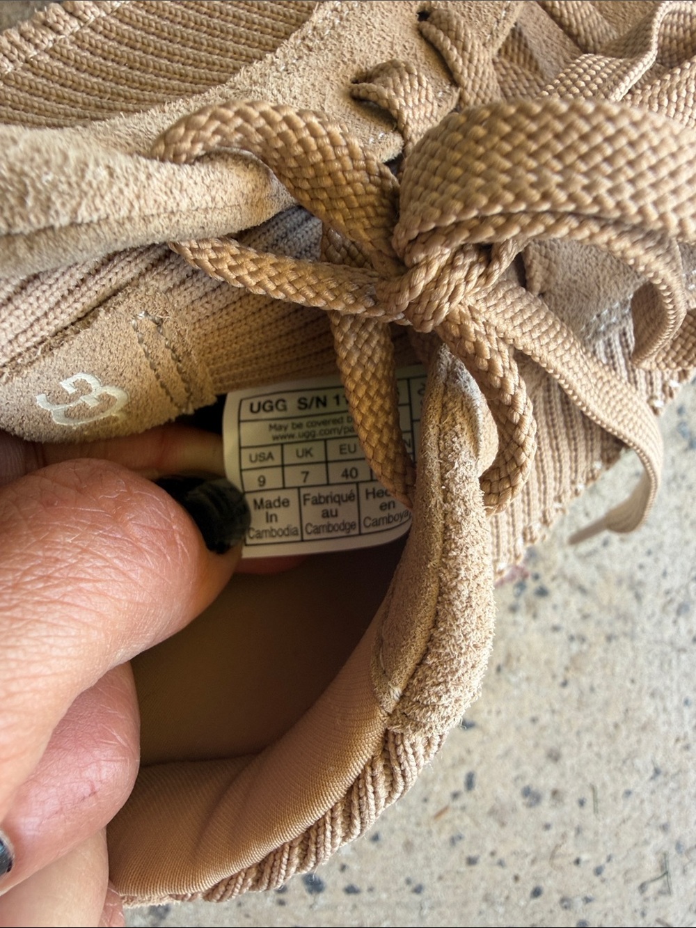 UGG Women's Tan Suede & Ribbed Knit Platform Slip On Sneakers - Picture 4 of 5